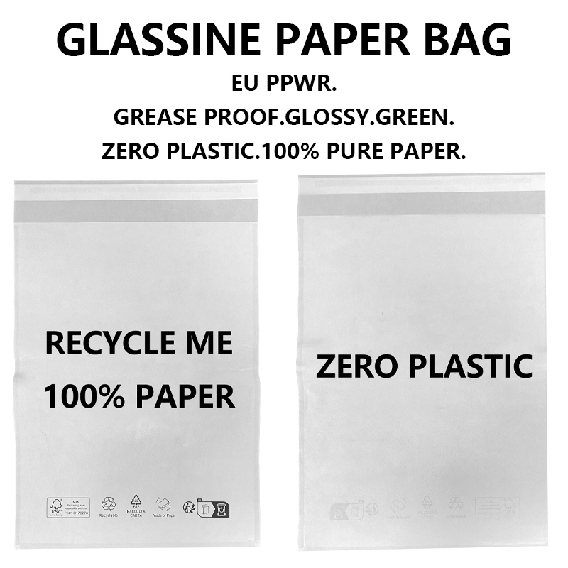 Custom na EU PPWR Compliant Glassine Paper Bag Plastic Free Recyclable Packaging Manufacturer