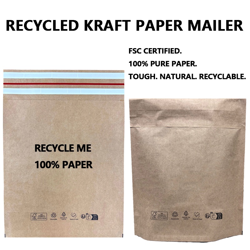 EU PPWR Custom Expandable Kraft Paper Mailer na may Bottom Gusset at Double Adhesive Strip