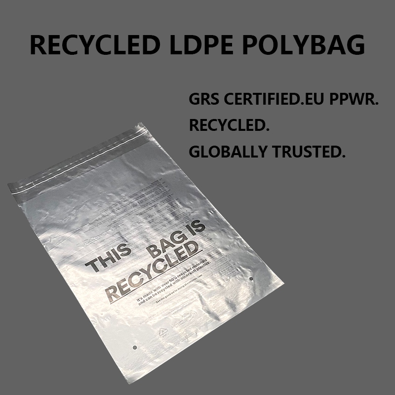 EU PPWR Custom GRS Recycled LDPE Polybag para sa Apparel at E-commerce Packaging