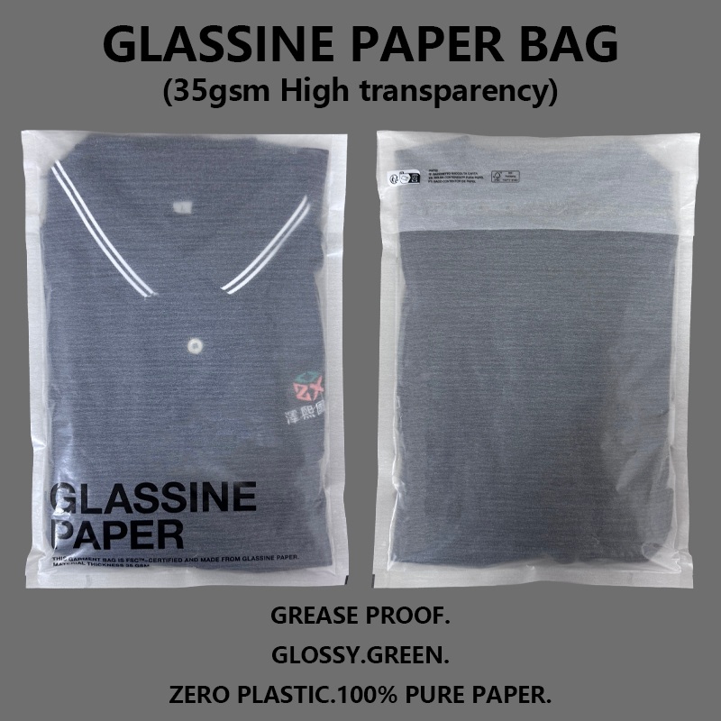 EU PPWR Custom High Transparency Glassine Paper Garment Bag