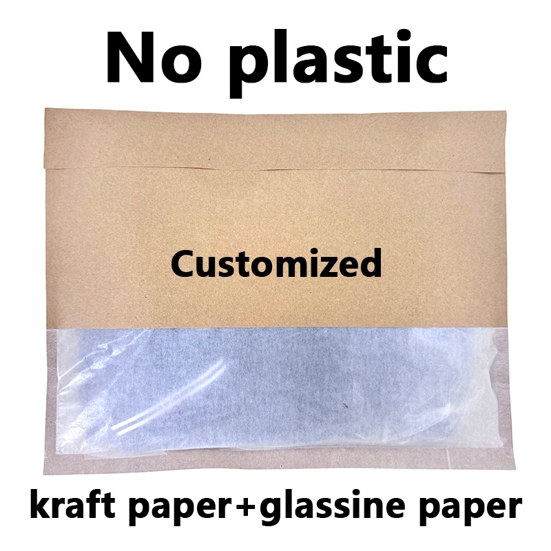 Custom na Walang Plastic na Recycled Kraft Paper Bag na may Glassine Window